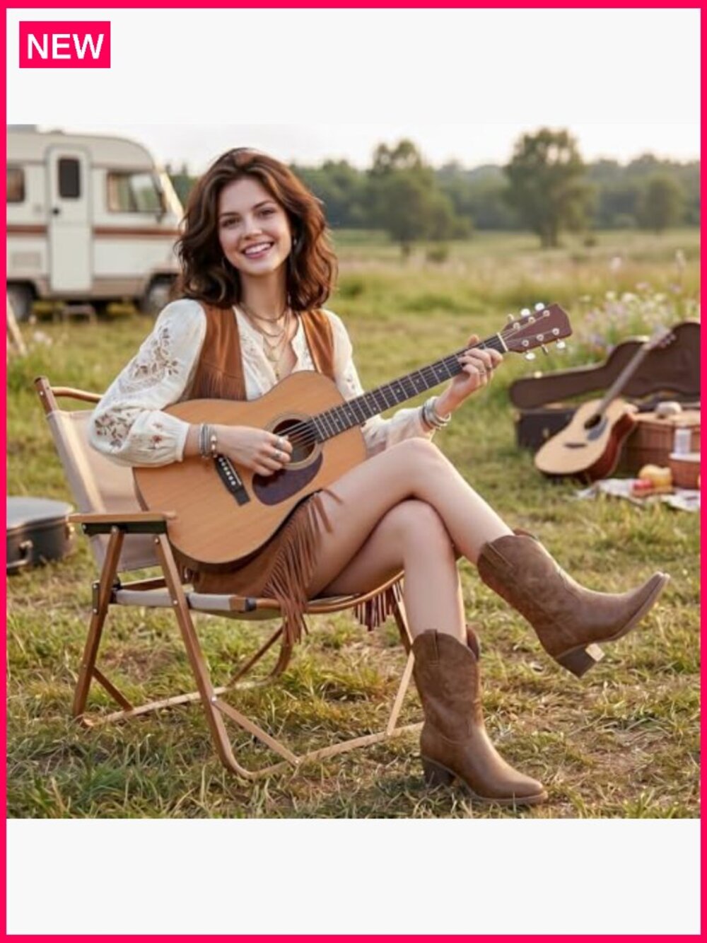 Women's Cowboy Ankle Boots Square Toe Chunky Heel Embroidery Western Short - Picture 2 of 7